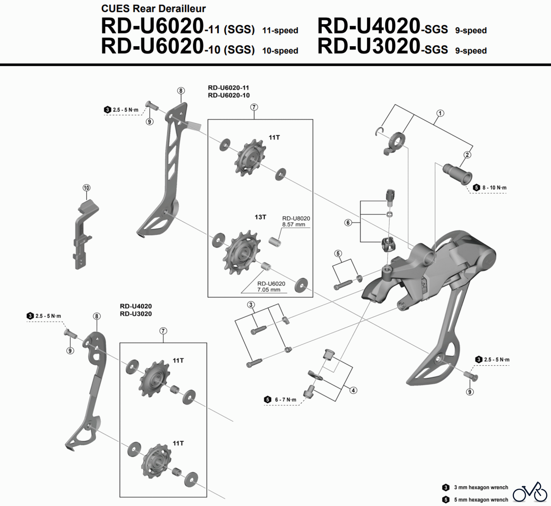  Shimano RD Rear Derailleur - Schaltwerk RD-U6020, RD-U4020, RD-U3020  CUES Rear Derailleur