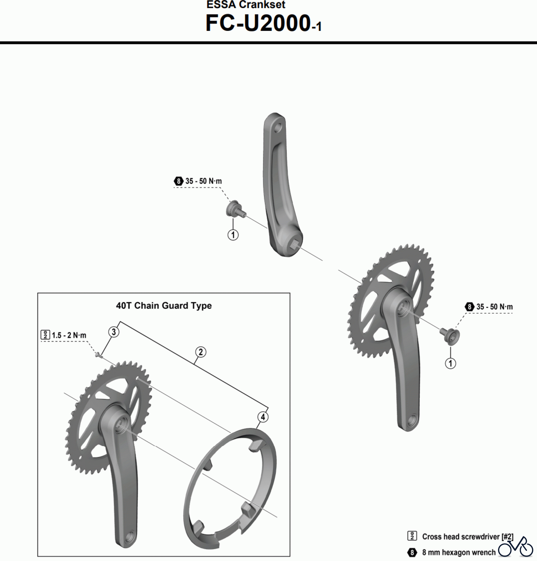  Shimano FC Front Chainwheel - Kurbelsatz, Vorderes Kettenblatt FC-U2000 ESSA Crankset