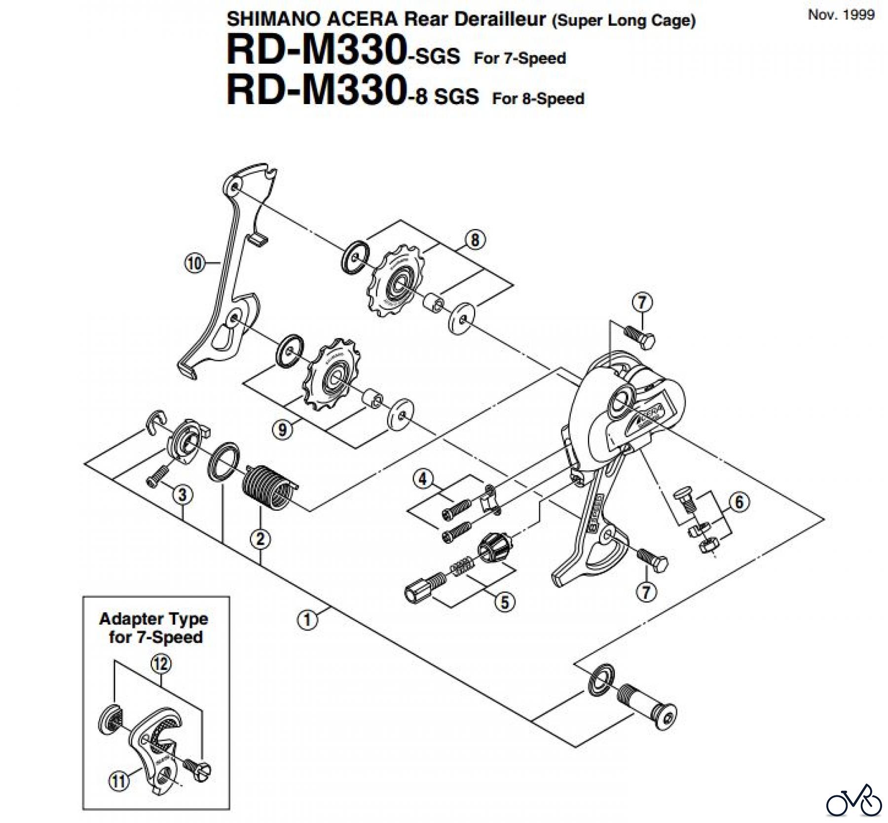  Shimano RD Rear Derailleur - Schaltwerk RD-M330-8-EV